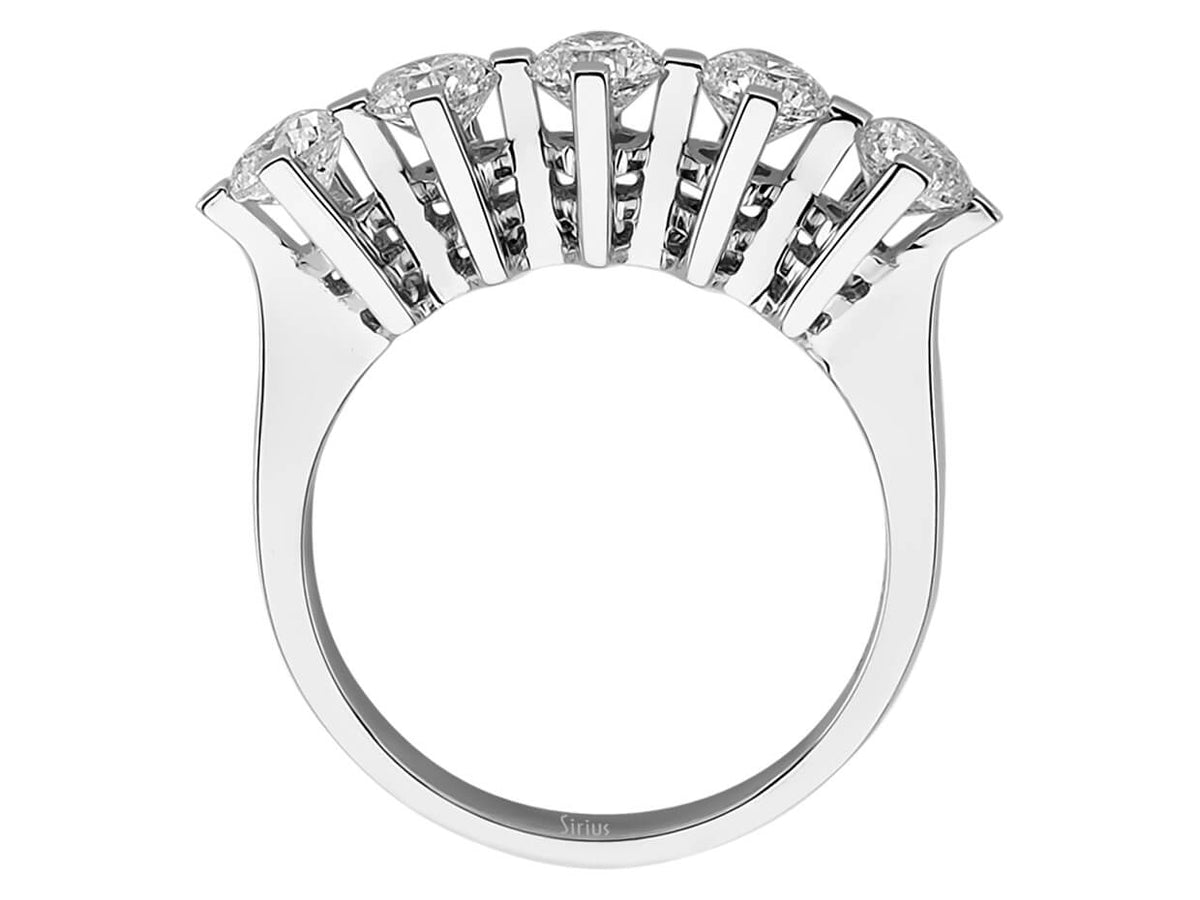 1,42 Karat Diamant 5 Diamanten Allianz - handgefertigter Diamantschmuck aus Feingold | Sirius Diamant