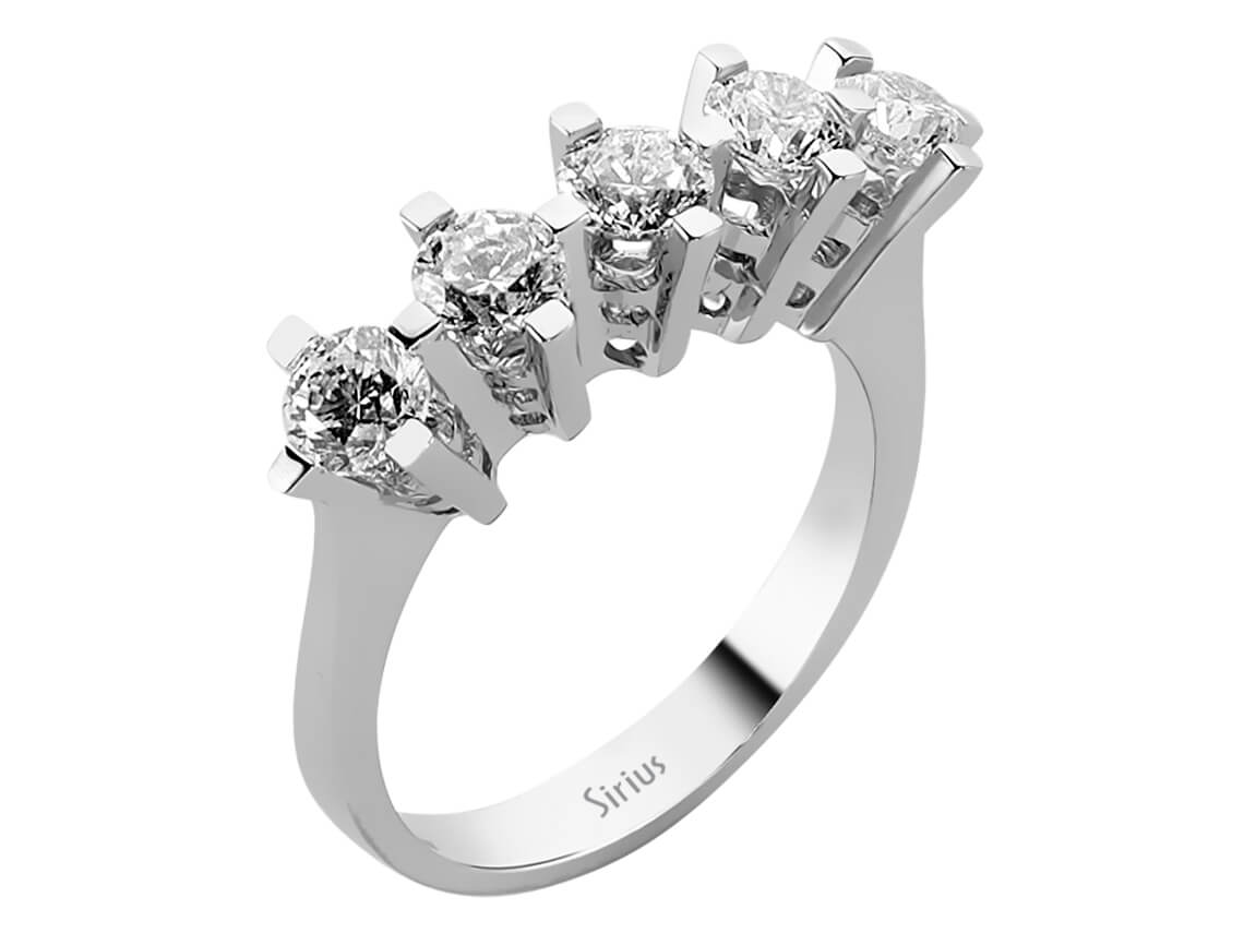 1,42 Karat Diamant 5 Diamanten Allianz - handgefertigter Diamantschmuck aus Feingold | Sirius Diamant