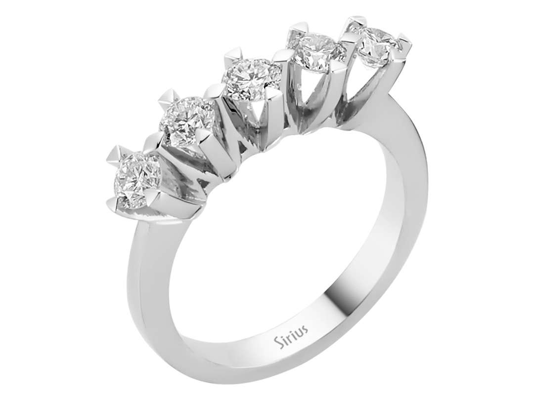 0,90 Karat Diamant 5 Diamanten Allianz - handgefertigter Diamantschmuck aus Feingold | Sirius Diamant