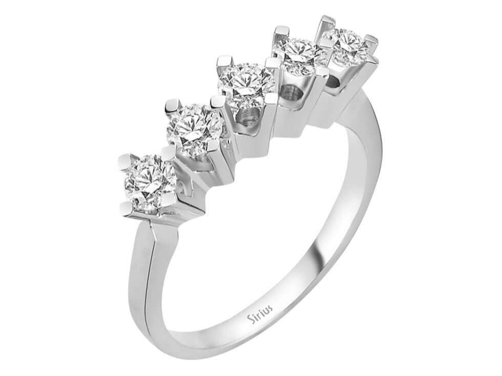 0,89 Karat Diamant 5 Diamanten Allianz - handgefertigter Diamantschmuck aus Feingold | Sirius Diamant