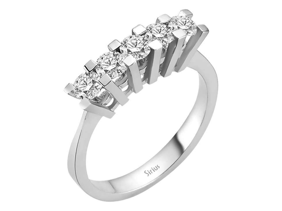 0,84 Karat Diamant 5 Diamanten Allianz - handgefertigter Diamantschmuck aus Feingold | Sirius Diamant