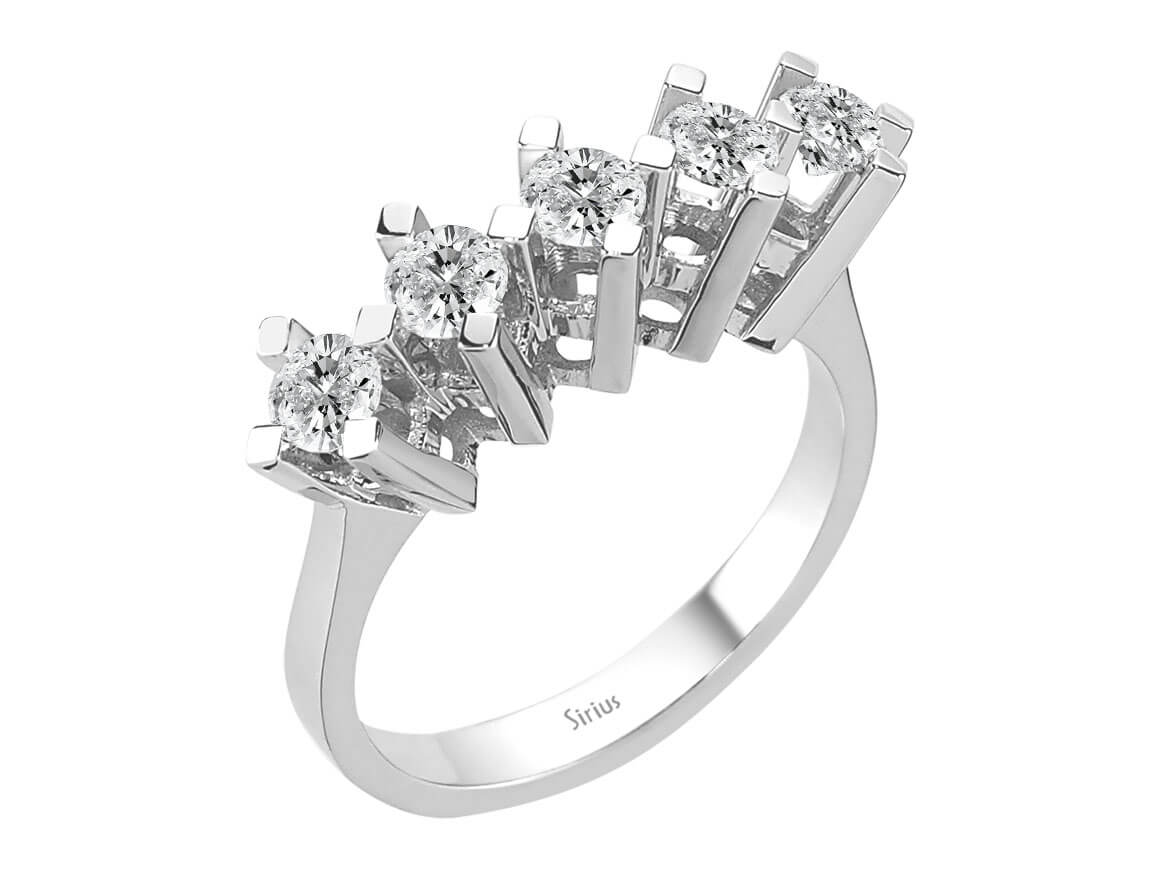 0,95 Karat Diamant 5 Diamanten Allianz - handgefertigter Diamantschmuck aus Feingold | Sirius Diamant