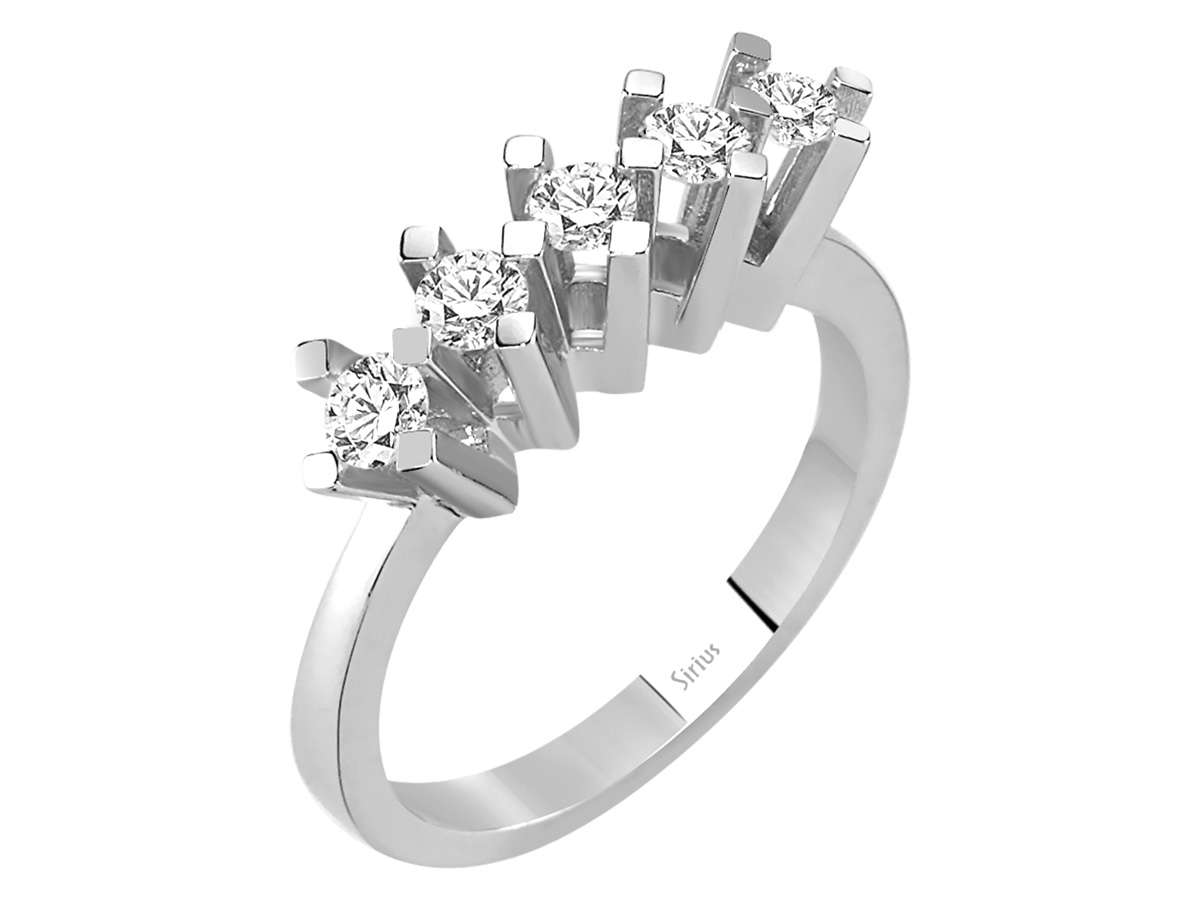 0,55 Karat Diamant 5 Diamanten Allianz - handgefertigter Diamantschmuck aus Feingold | Sirius Diamant