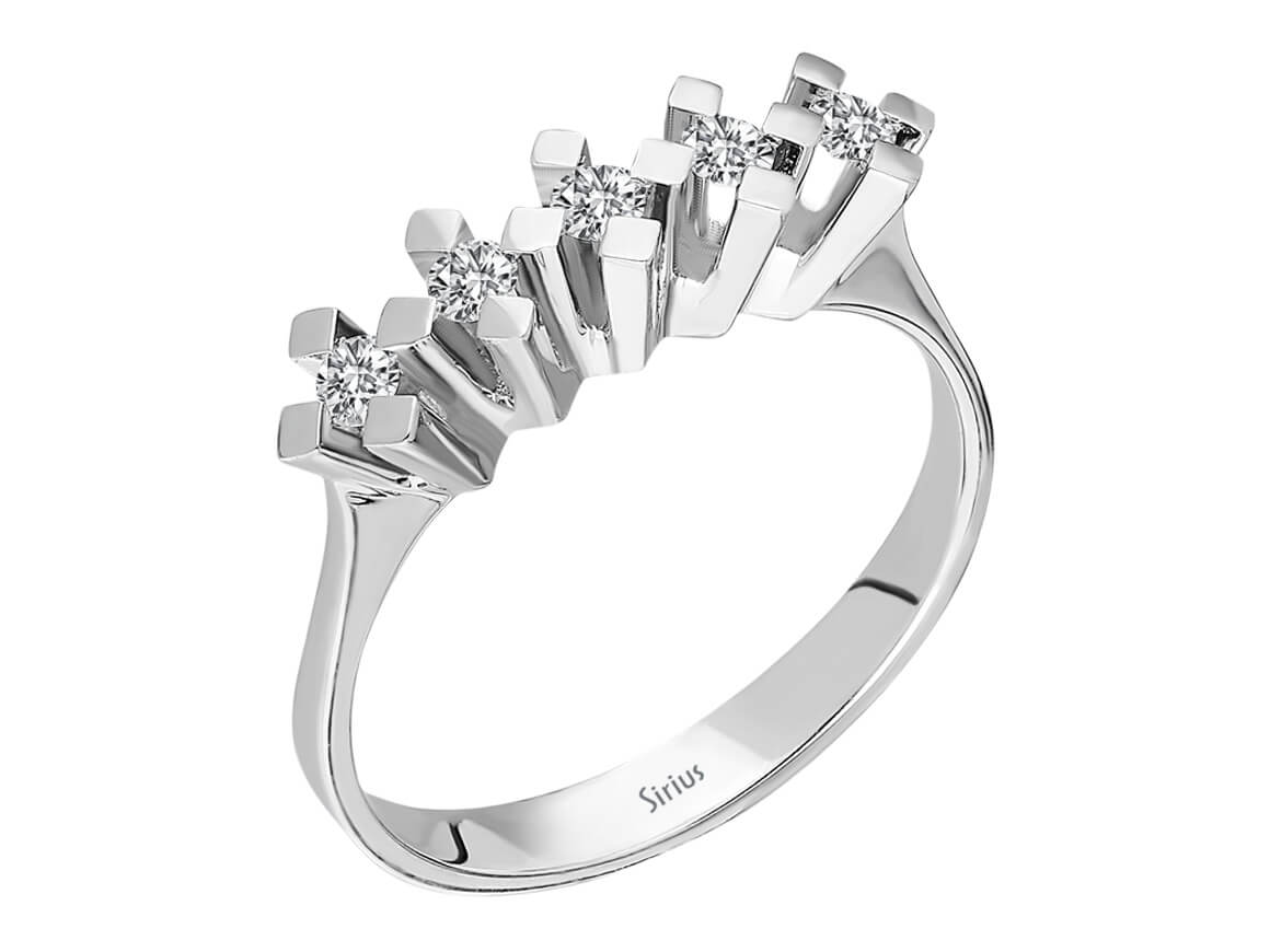0,22 Carat 5 Diamanten Allianz - handgefertigter Diamantschmuck aus Feingold | Sirius Diamant