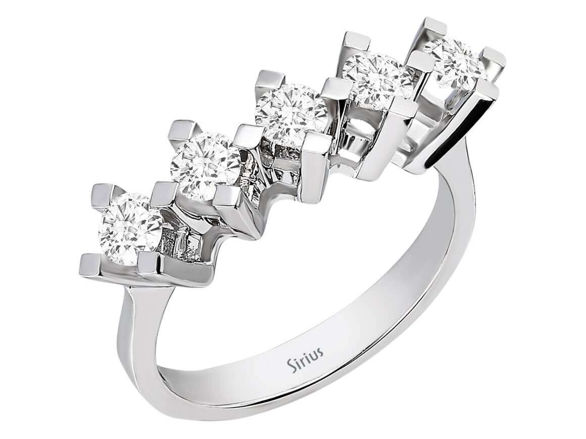 0,85 Carat  Diamant 5 Diamanten Allianz - handgefertigter Diamantschmuck aus Feingold | Sirius Diamant