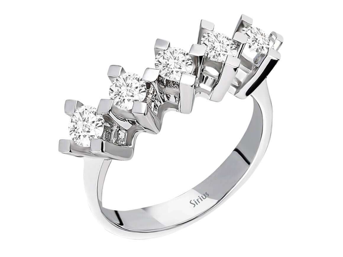 0,80 Carat Diamant 5 Diamanten Allianz - handgefertigter Diamantschmuck aus Feingold | Sirius Diamant