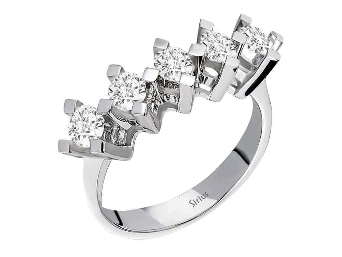 1,00 Carat Diamant 5 Diamanten Allianz - handgefertigter Diamantschmuck aus Feingold | Sirius Diamant