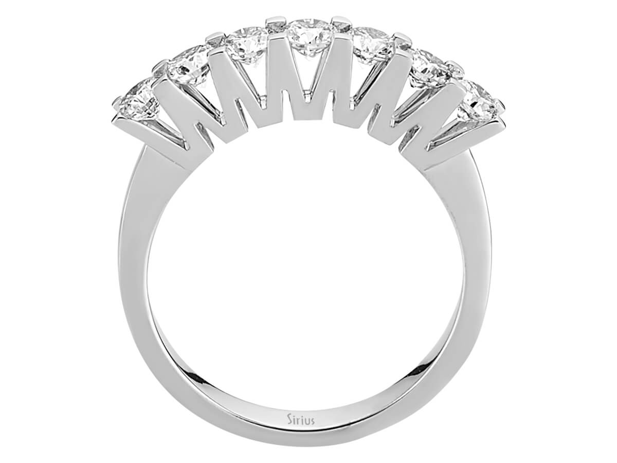0,98 Carat 7 Diamanten Allianz in 14 K Weißgold – handgefertigter Diamantschmuck aus Feingold | Sirius Diamant