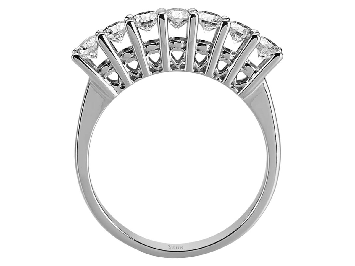 0,95 Carat Diamant 7 Stein Allianz in 585er 14 K Weißgold - handgefertigter Diamantschmuck aus Feingold | Sirius Diamant