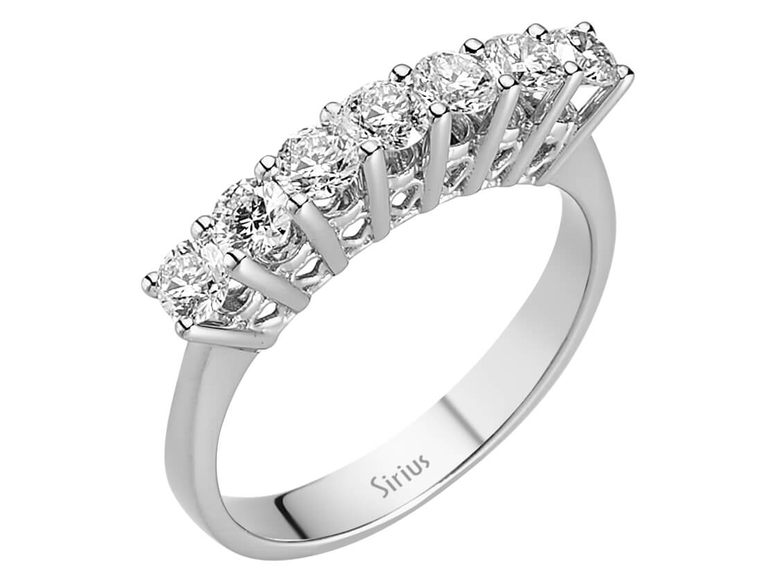0,95 Carat Diamant 7 Stein Allianz in 585er 14 K Weißgold - handgefertigter Diamantschmuck aus Feingold | Sirius Diamant