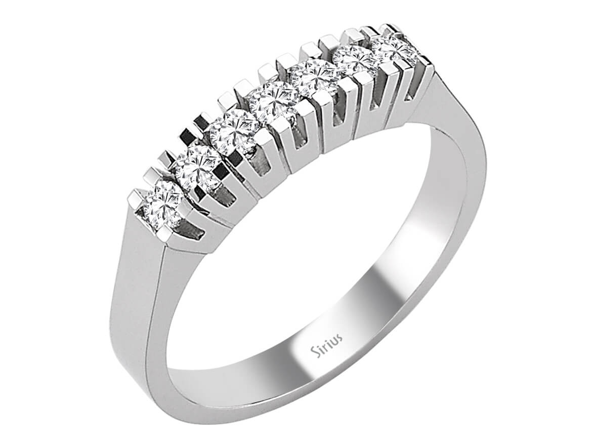 0,32 Karat Diamant 7 Diamanten Allianz - handgefertigter Diamantschmuck aus Feingold | Sirius Diamant