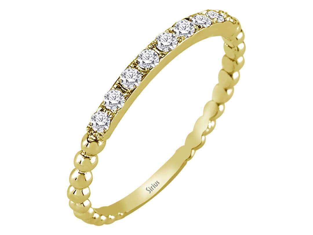 0,19 Karat neun Diamanten Allianz in 14 K Gelbgold - handgefertigter Diamantschmuck aus Feingold | Sirius Diamant