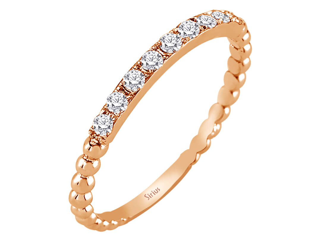 0,19 Carat 9 Diamanten Allianz in 14 K Rotgold - handgefertigter Diamantschmuck aus Feingold | Sirius Diamant