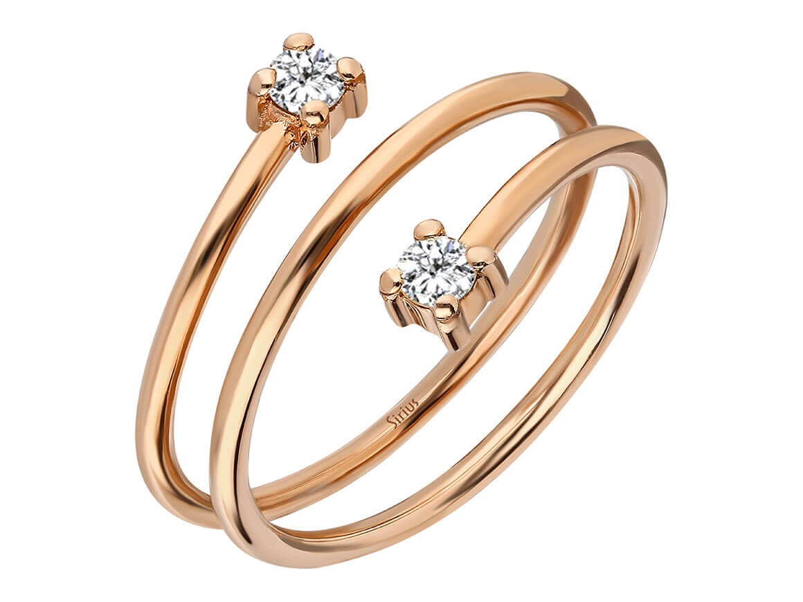 Modern Spirale Agna Ring - handgefertigter Diamantschmuck aus Feingold | Sirius Diamant