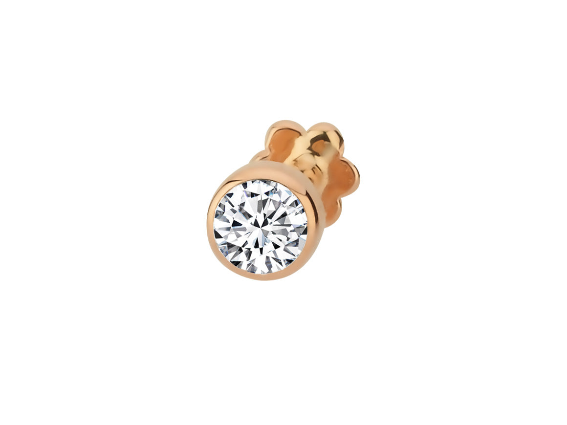 Solitär Diamant Tragus Piercing in 14K Rotgold - 3,2 mm – handgefertigter Diamantschmuck aus Feingold | Sirius Diamant
