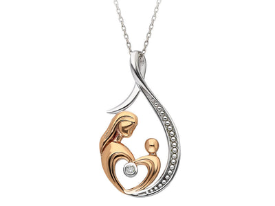 Diamond mother and child necklace
