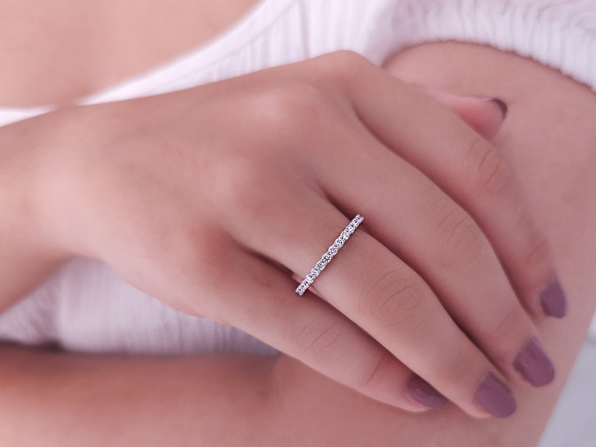 Bague demi-ronde Aria Due avec diamants