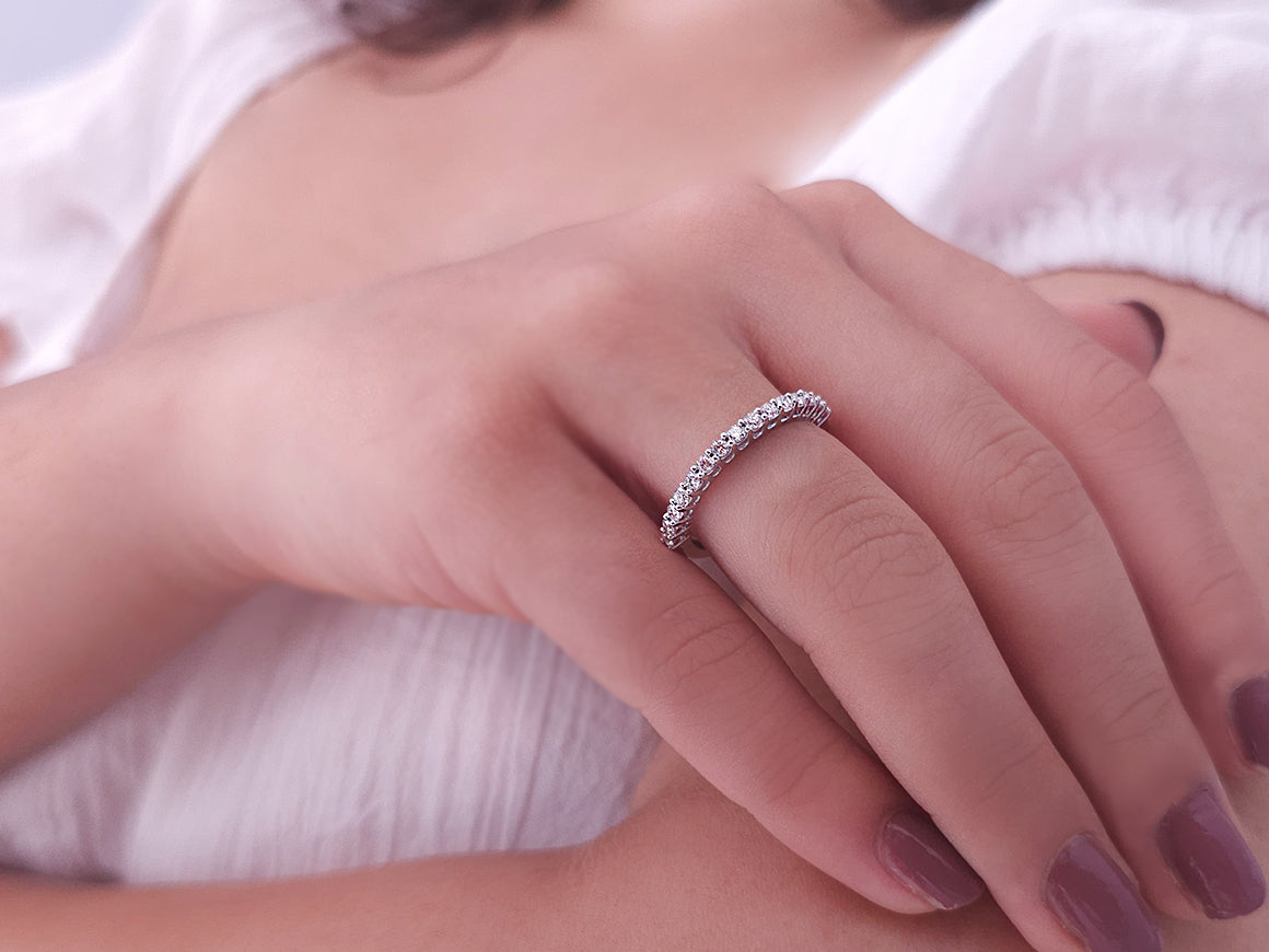 Bague demi-ronde Aria Due avec diamants