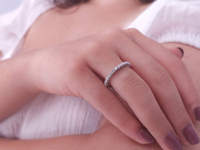 Bague demi-ronde Aria Due avec diamants