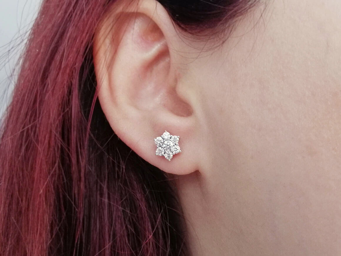 Diamant Ascella Stern Ohrringe in 585 er 14 Karat Weissgold - handgefertigter Diamantschmuck aus Feingold | Sirius Diamant
