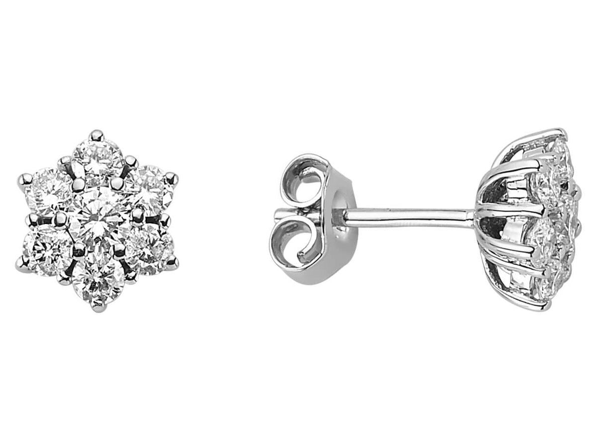 Diamant Ascella Stern Ohrringe in 585 er 14 Karat Weissgold - handgefertigter Diamantschmuck aus Feingold | Sirius Diamant