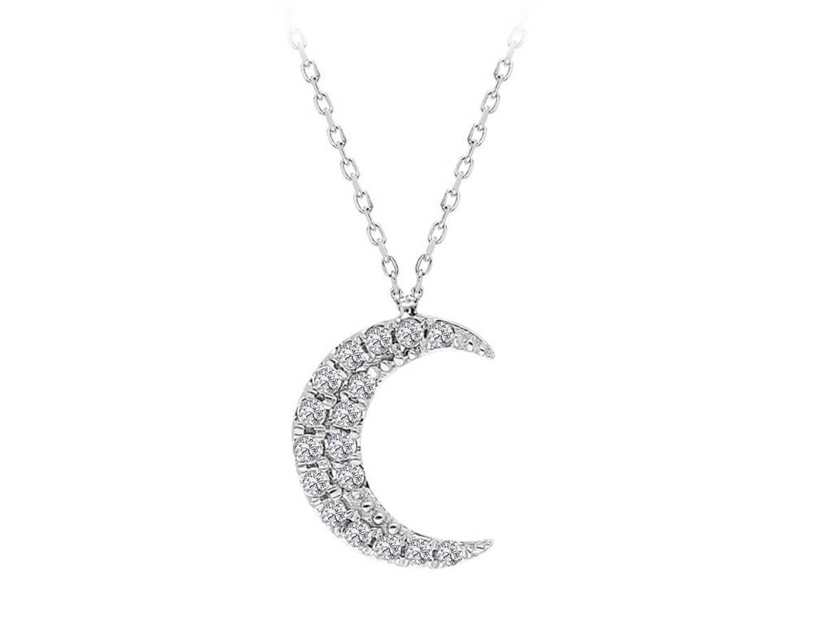 Diamant Mond Collier - handgefertigter Diamantschmuck aus Feingold | Sirius Diamant