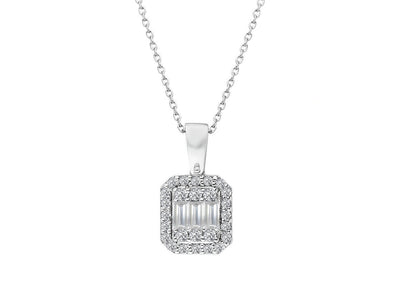 F color 0.26 carat baguette diamond necklace