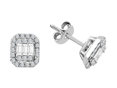 F Color 0.40 Carat Baguette Diamond Earrings