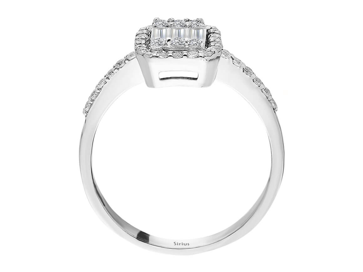 E Farbe 0,44 Carat Baguette Diamant Ring - handgefertigter Diamantschmuck aus Feingold | Sirius Diamant