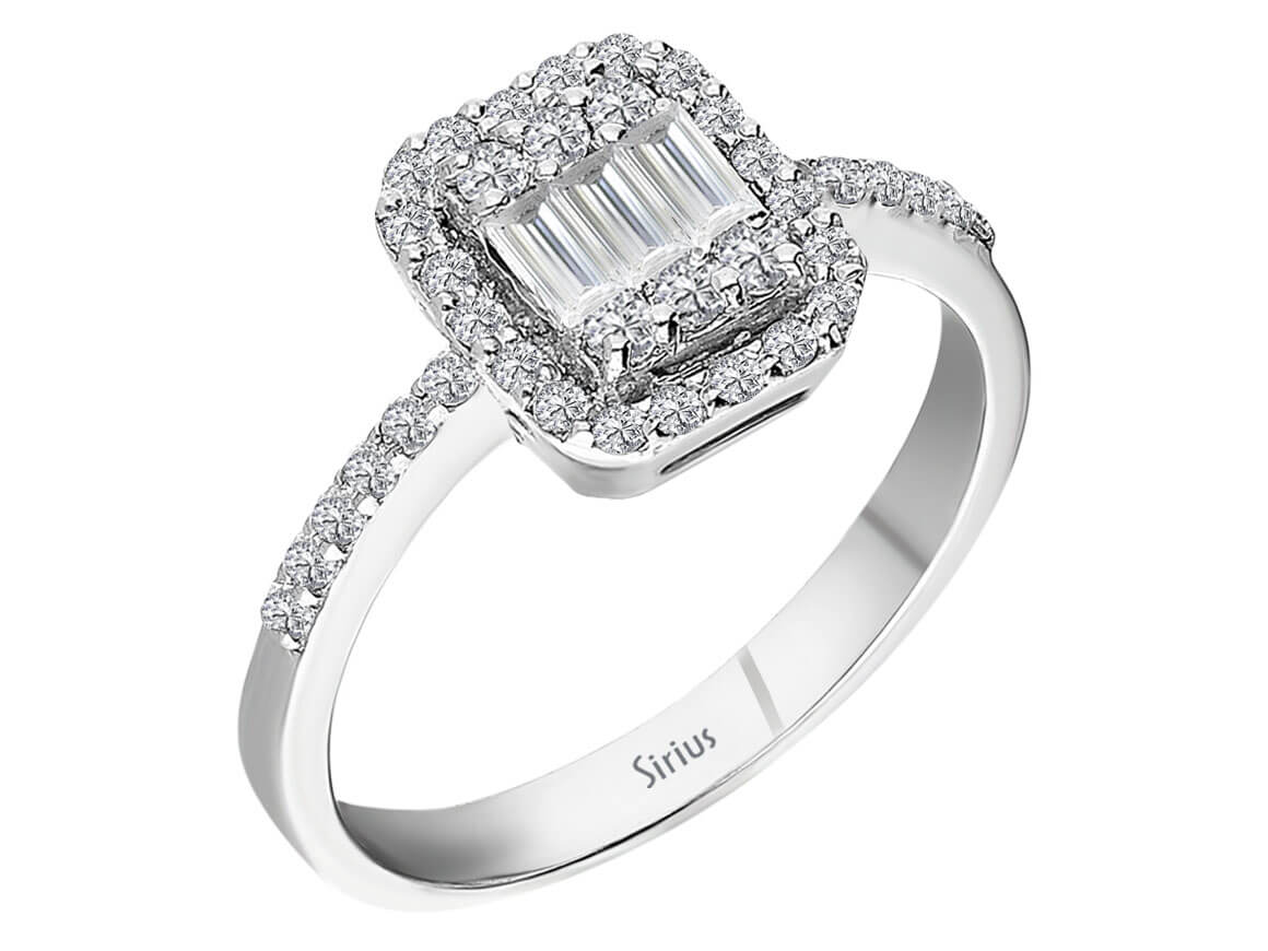 E Farbe 0,44 Carat Baguette Diamant Ring - handgefertigter Diamantschmuck aus Feingold | Sirius Diamant