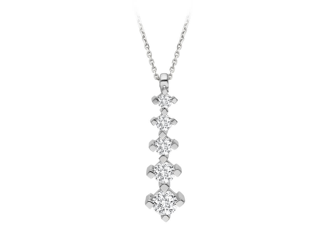 Diamant fünf Steine Collier - handgefertigter Diamantschmuck aus Feingold | Sirius Diamant