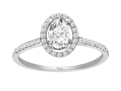 Arusha ring with diamonds and oval white topaz
