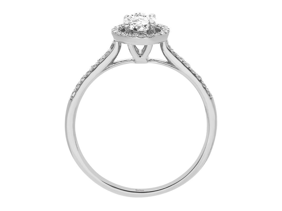 Arusha ring with diamonds and oval white topaz
