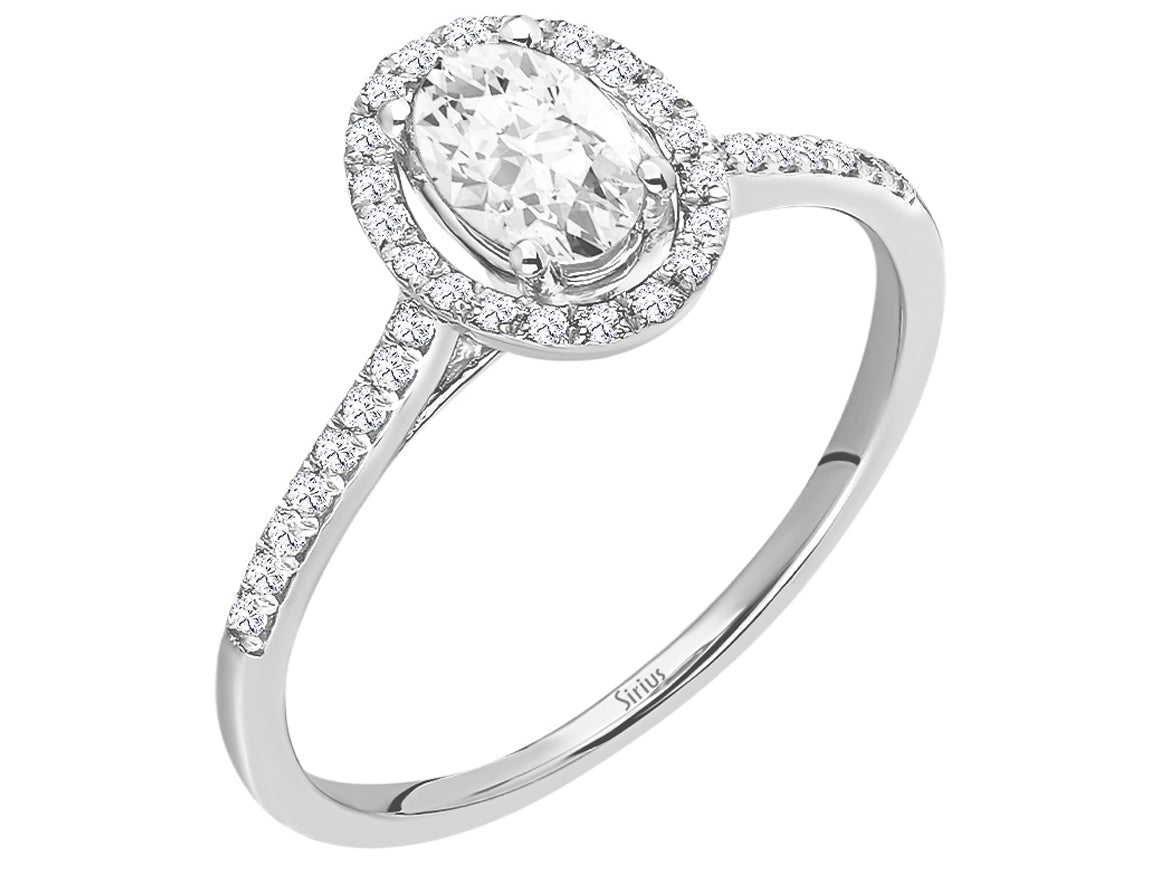 Arusha Ring mit Diamanten und ovalem weißem Topas - handgefertigter Diamantschmuck aus Feingold | Sirius Diamant