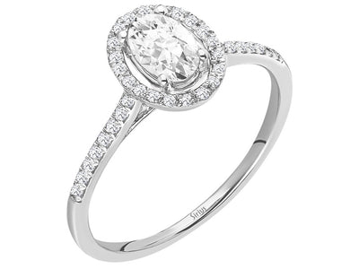 Arusha ring with diamonds and oval white topaz