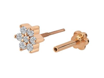 7-Diamond Tragus Piercing in 14K Rose Gold - 5.3 mm