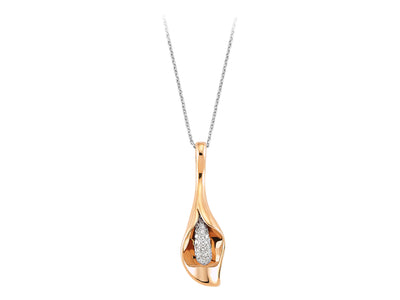Diamond dragon root necklace in 333 8 carat white and red gold