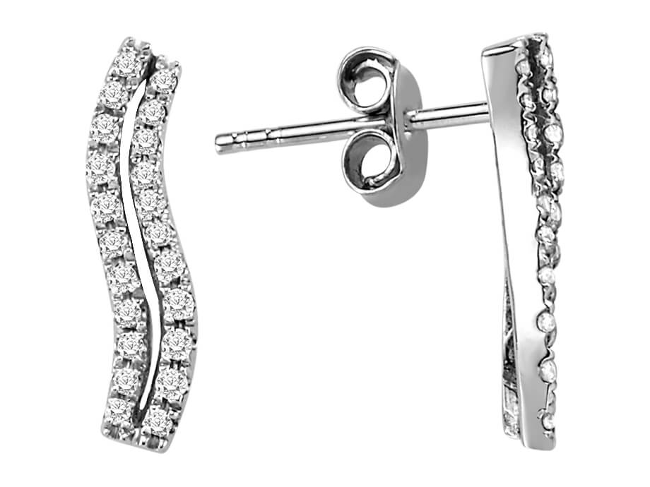 0,18 Carat Diamant Zweireihe Ohrringe in 333er 8 Karat Weißgold - handgefertigter Diamantschmuck aus Feingold | Sirius Diamant