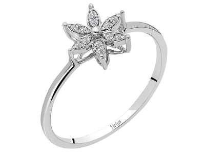 Diamond crocus flower jewelry set in 14 carat white gold.