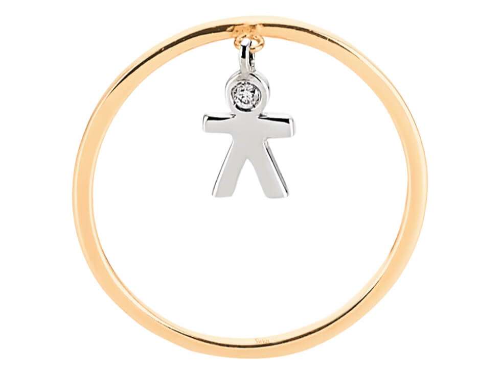 Diamant Strichmännchen Ring - handgefertigter Diamantschmuck aus Feingold | Sirius Diamant