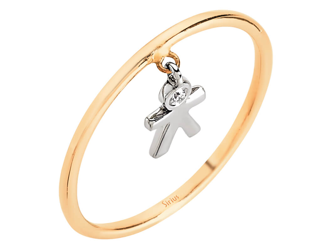 Diamant Strichmännchen Ring - handgefertigter Diamantschmuck aus Feingold | Sirius Diamant