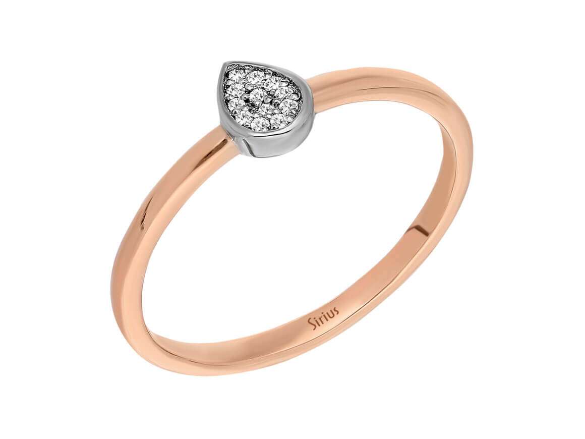 Insgesamt 0,10 Carat Tropfen Diamantring - handgefertigter Diamantschmuck aus Feingold | Sirius Diamant
