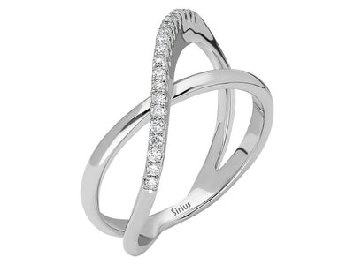 Alliance moderne demi-ronde en or blanc 585 14 carats avec diamants de 0,14 carat