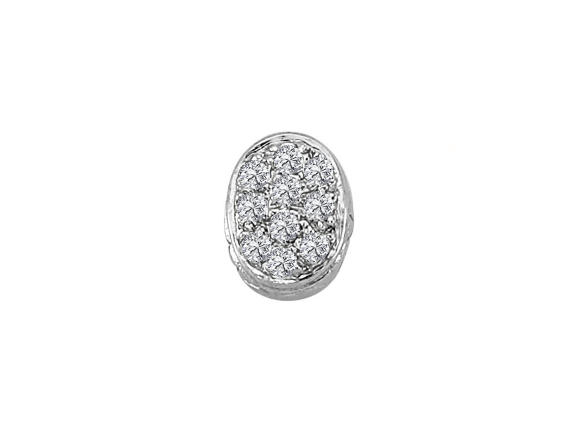 Boucles d'oreilles à tige ovales pour homme en or blanc 14 carats avec diamant de 0,04 carat