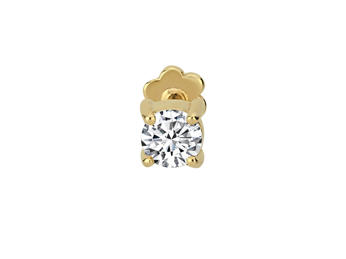 Solitär Diamant Tragus Piercing in 14K Gelbgold - 4 mm - handgefertigter Diamantschmuck aus Feingold | Sirius Diamant