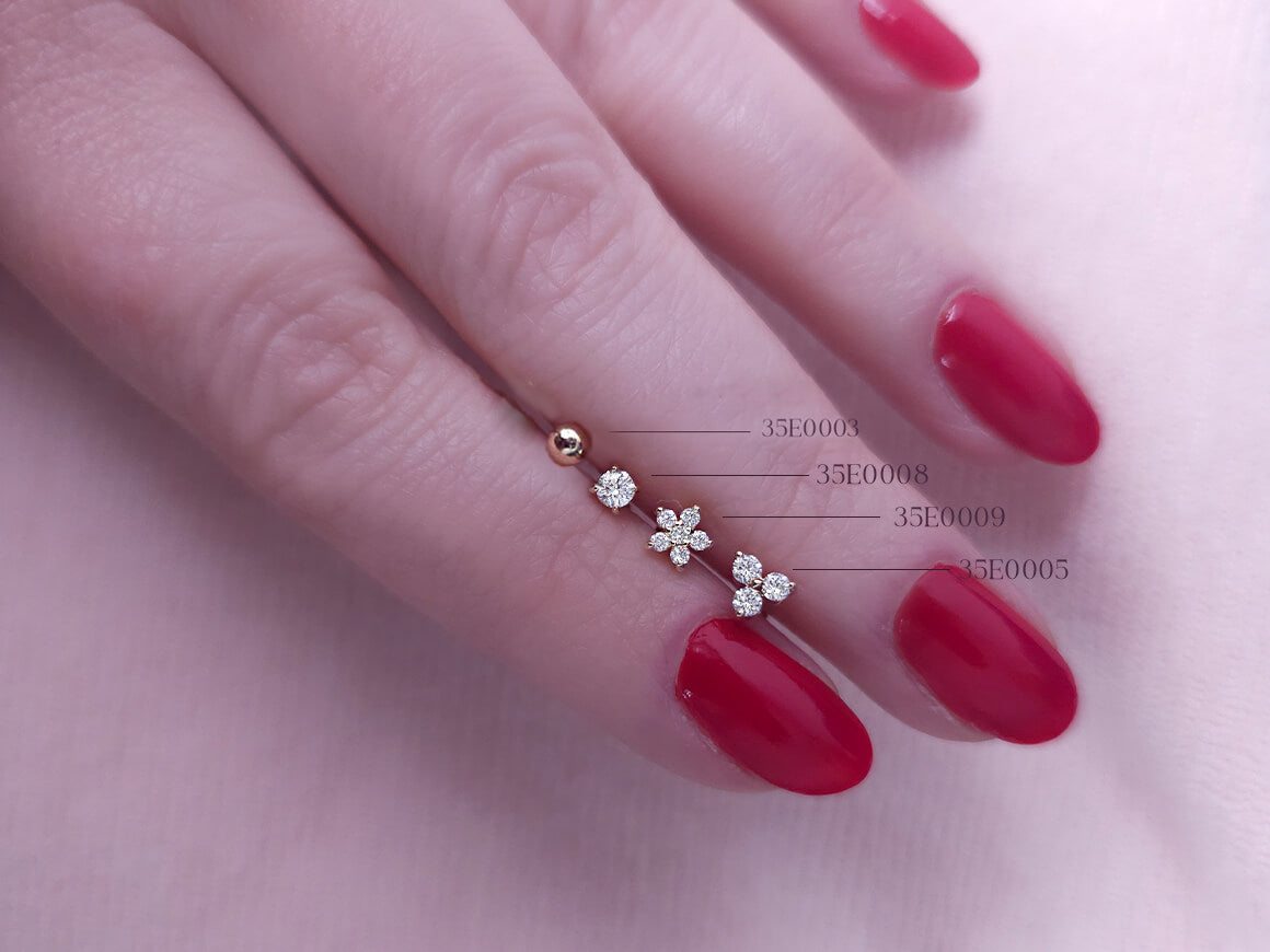 Solitär Diamant Tragus Piercing in 14K Gelbgold - 4 mm
