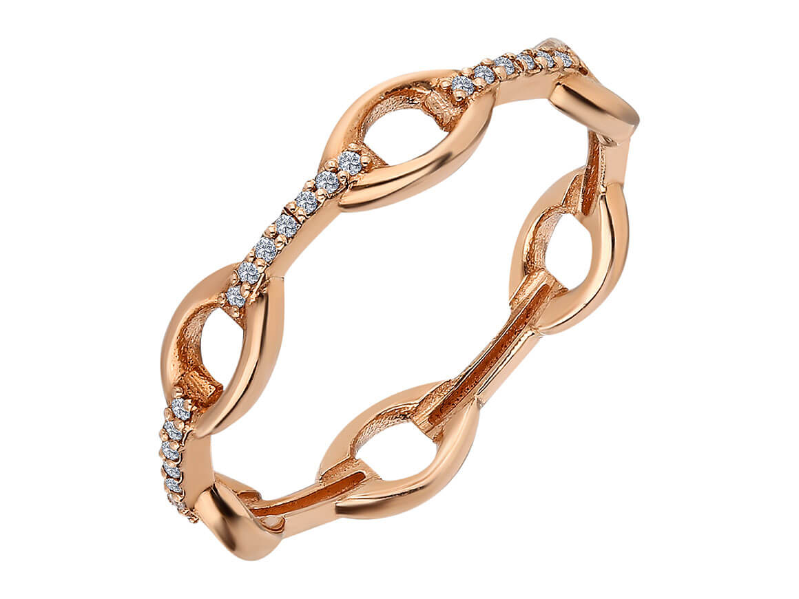 Allianz Kettenring in Rotgold - handgefertigter Diamantschmuck aus Feingold | Sirius Diamant