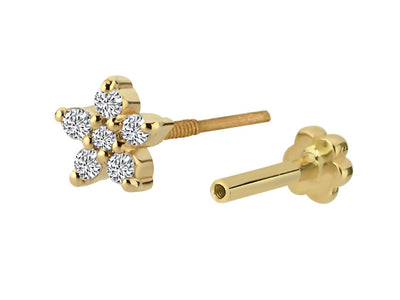 6-Diamond Tragus Piercing in 14K Yellow Gold - 5 mm