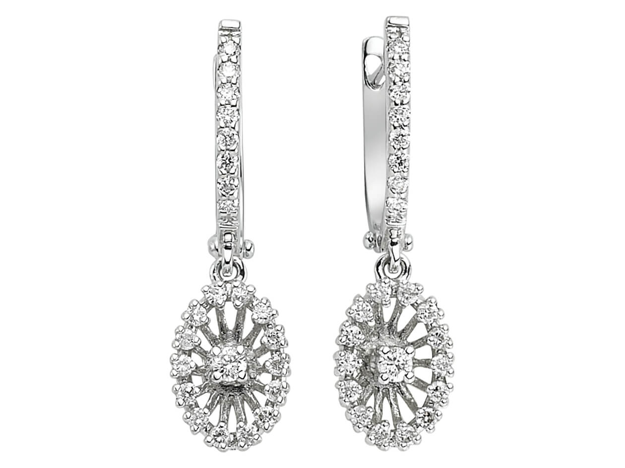 Diamond bridal flower earrings in 14 carat white gold