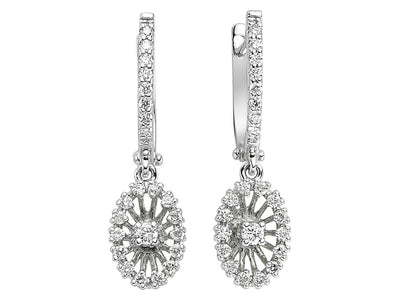 Diamond bridal flower earrings in 14 carat white gold